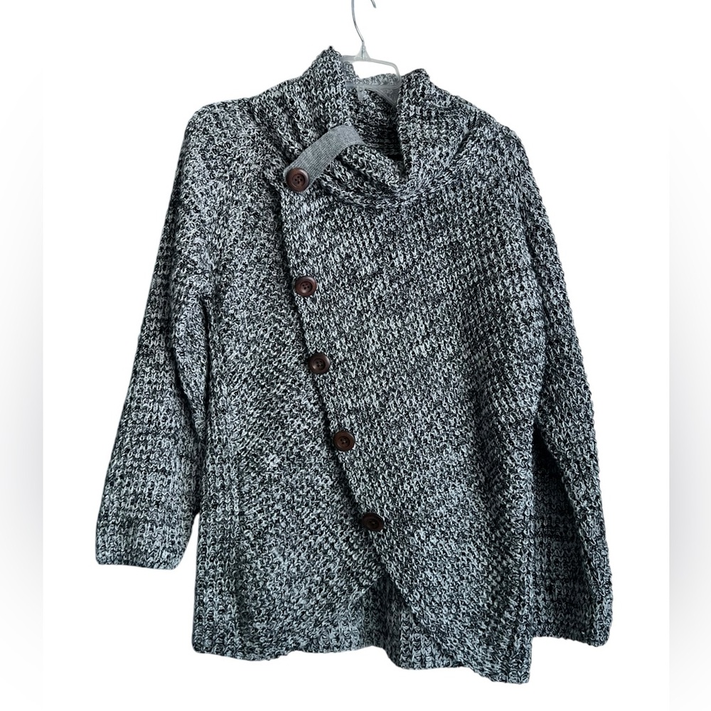 Gray Knit Asymmetrical Cardigan Size: Large